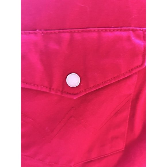 Wrangler Western Shirt Brushpopper Mens Large Pearl Snap Red - Picture 8 of 9